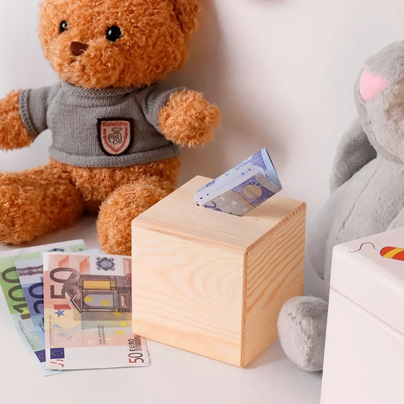 Kinder Spardose mit Schloss | Sparschwein aus Holz - Image 6