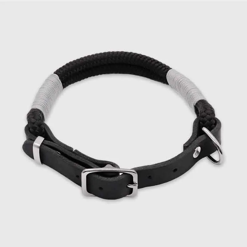 Paracord handgemachtes Hundehalsband, schwarz - XS, S, M, L - Image 1