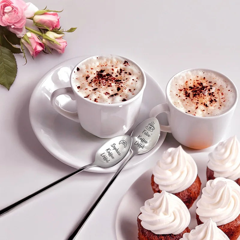 Dessertlöffel mit Gravur zur Hochzeit - 2er‑Set Kaffeelöffel Personalisiert als Geschenke - Image 4