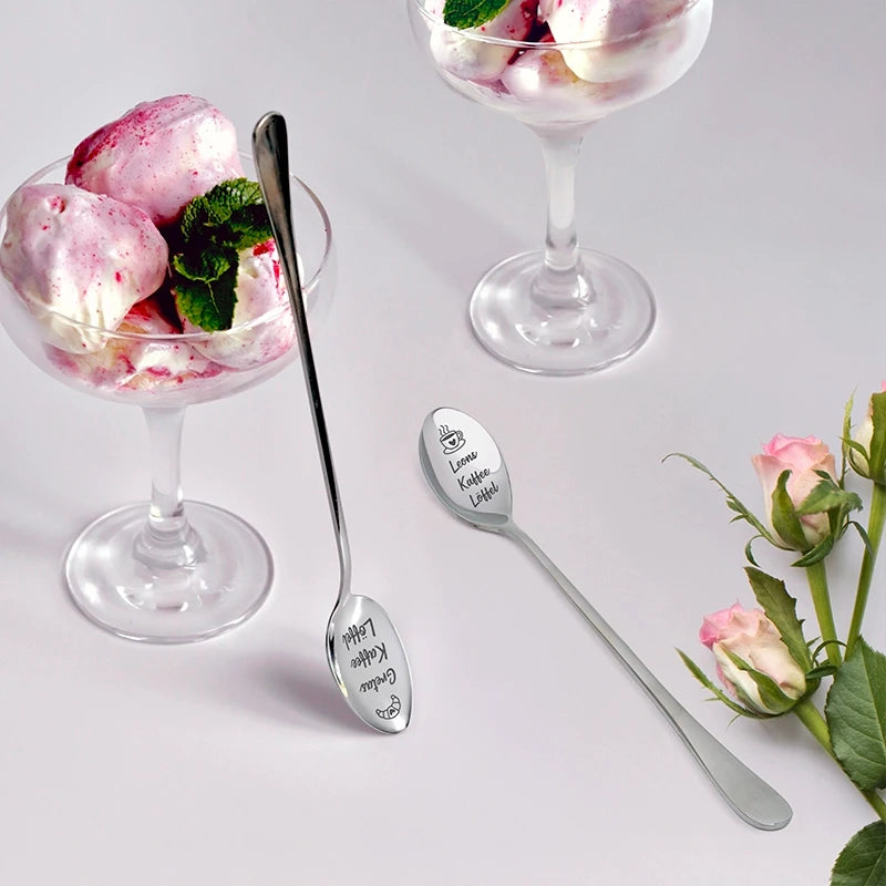 Dessertlöffel mit Gravur zur Hochzeit - 2er‑Set Kaffeelöffel Personalisiert als Geschenke - Image 6