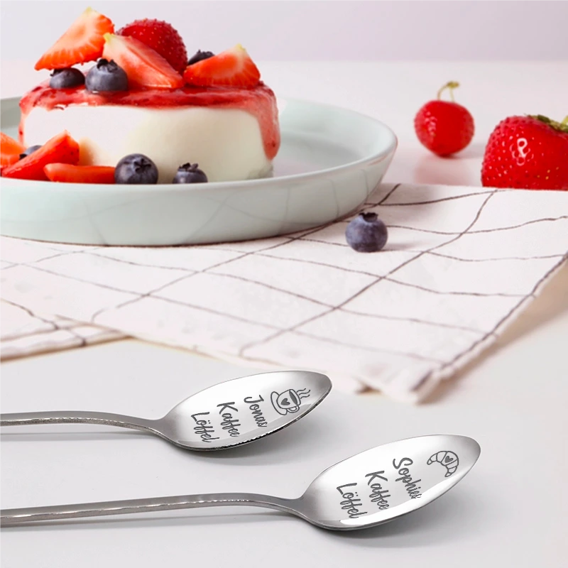 Dessertlöffel mit Gravur zur Hochzeit - 2er‑Set Kaffeelöffel Personalisiert als Geschenke - Image 8