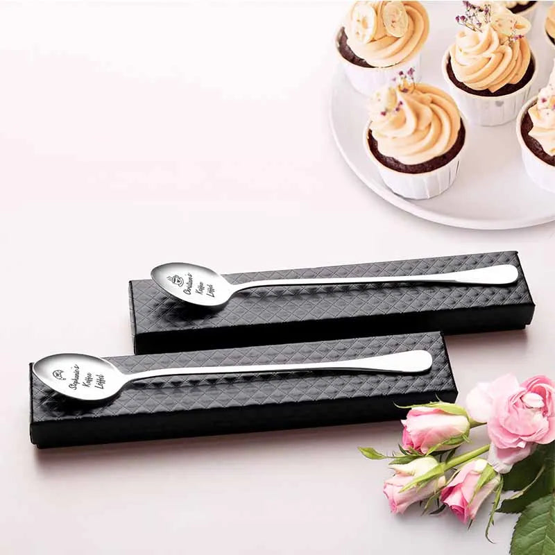 Dessertlöffel mit Gravur zur Hochzeit - 2er‑Set Kaffeelöffel Personalisiert als Geschenke - Image 9