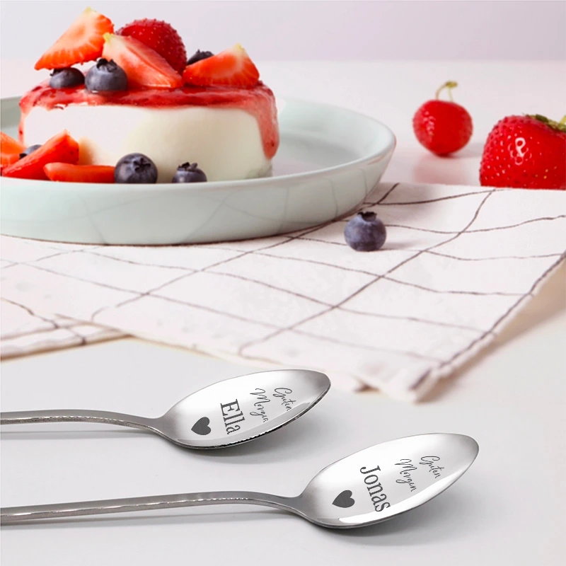 Dessertlöffel mit Gravur zur Hochzeit - 2er‑Set Personalisierte Müslilöffel als Geschenke - Image 8