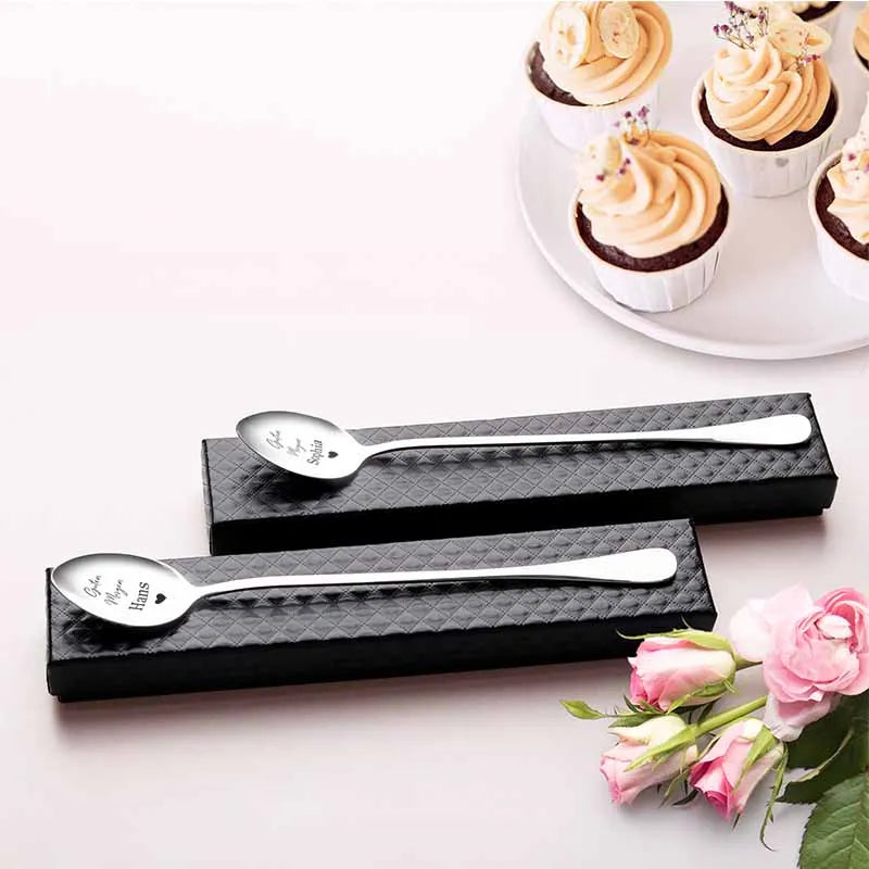Dessertlöffel mit Gravur zur Hochzeit - 2er‑Set Personalisierte Müslilöffel als Geschenke - Image 9