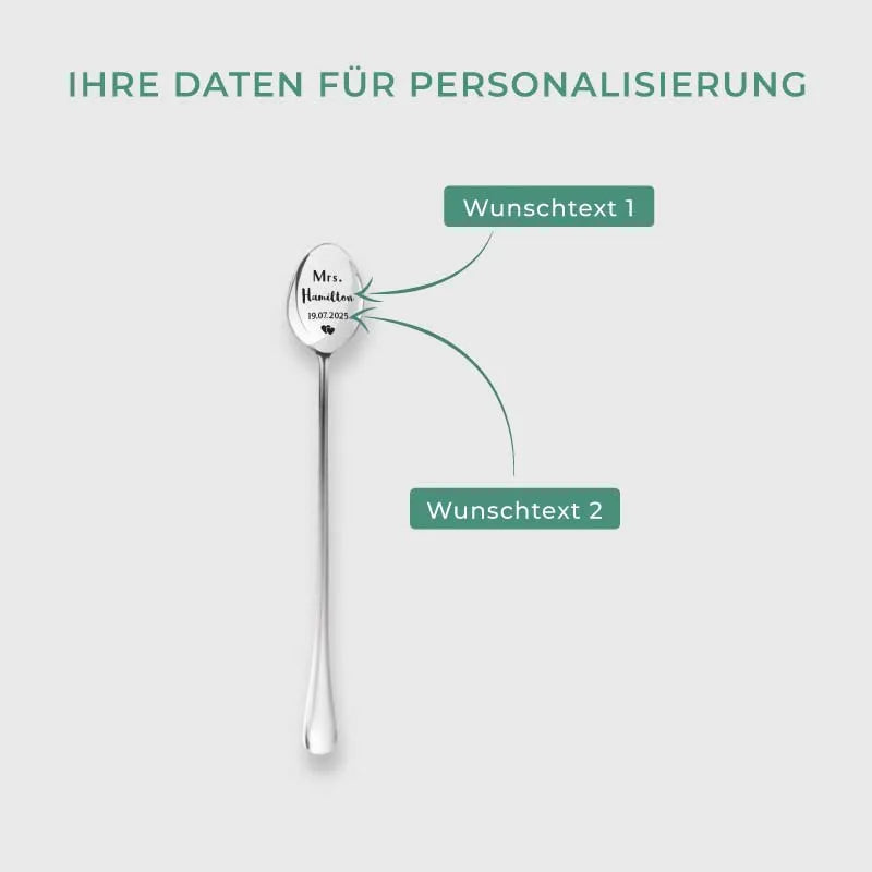 Dessertlöffel mit Gravur zur Hochzeit - 2er‑Set Kaffeelöffel Personalisiert als Geschenke - Mr & Mrs - Image 3