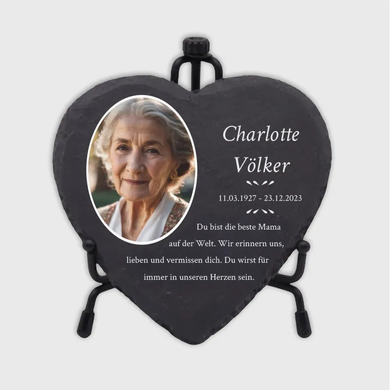Personalisierte Grabplatte in Herzform als Grabschmuck mit Wunschtext & Foto - Erinnerung, 3 Größen - Image 11
