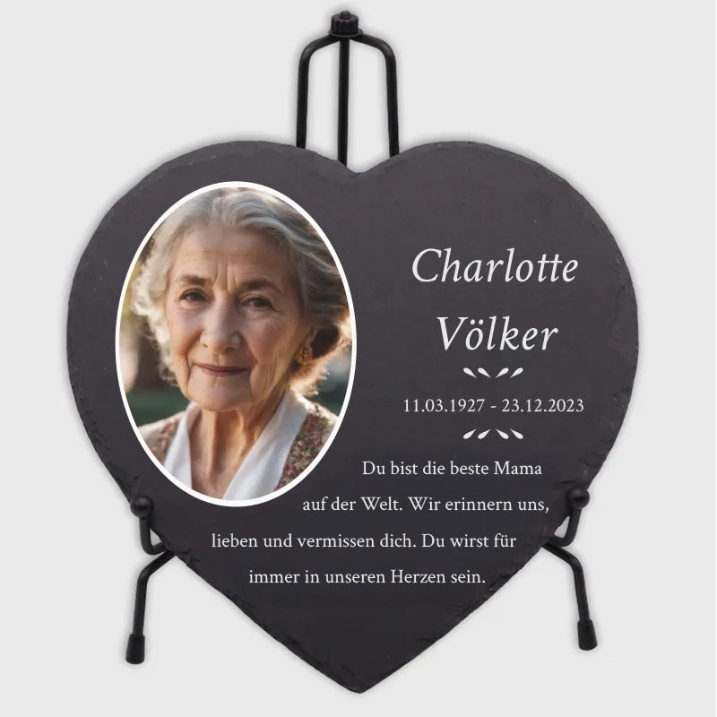Personalisierte Grabplatte in Herzform als Grabschmuck mit Wunschtext & Foto - Erinnerung, 3 Größen - Image 12