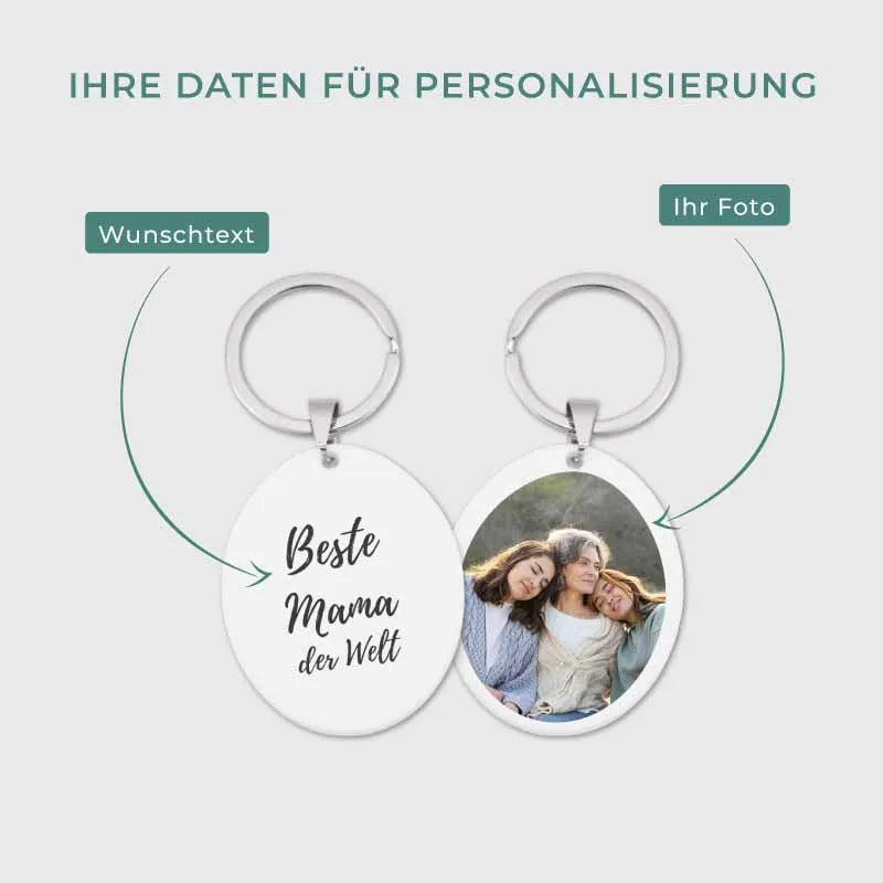 Schlüsselanhänger personalisiert mit Foto & Wunschtext aus Acrylglas | Oval - Image 3
