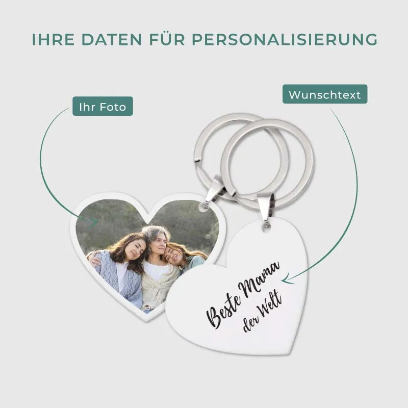 Schlüsselanhänger personalisiert mit Foto & Wunschtext aus Acrylglas | Herzform - Image 3