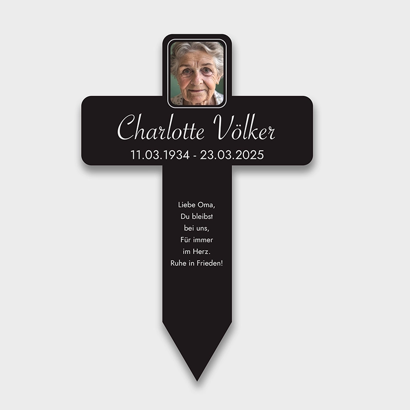 Personalisiertes Acryl-Grabkreuz als Grabschmuck für Menschen mit Foto & Wunschtext - Erinnerung - Image 1