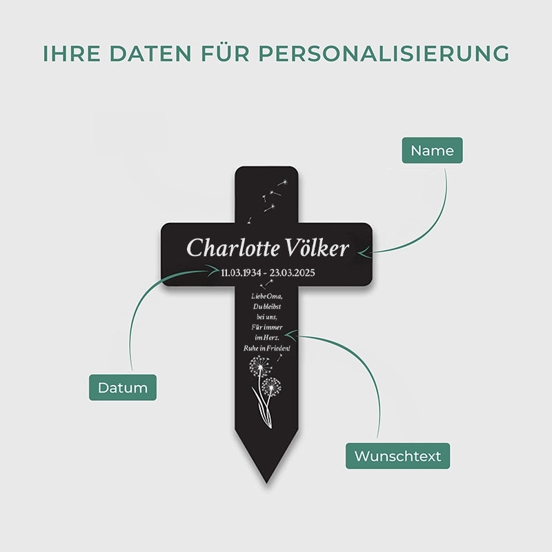 Personalisiertes Grabkreuz aus Acryl als Grabschmuck für Menschen mit Name & Wunschtext - Pusteblume - Image 5