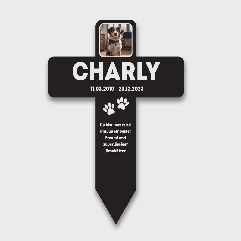 Personalisiertes Acryl-Grabkreuz mit Foto für Hund, Katze, Haustiere - Erinnerung - Image 1