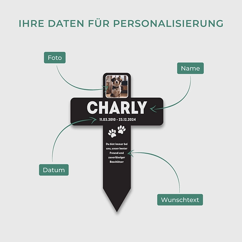 Personalisiertes Acryl-Grabkreuz mit Foto für Hund, Katze, Haustiere - Erinnerung - Image 5