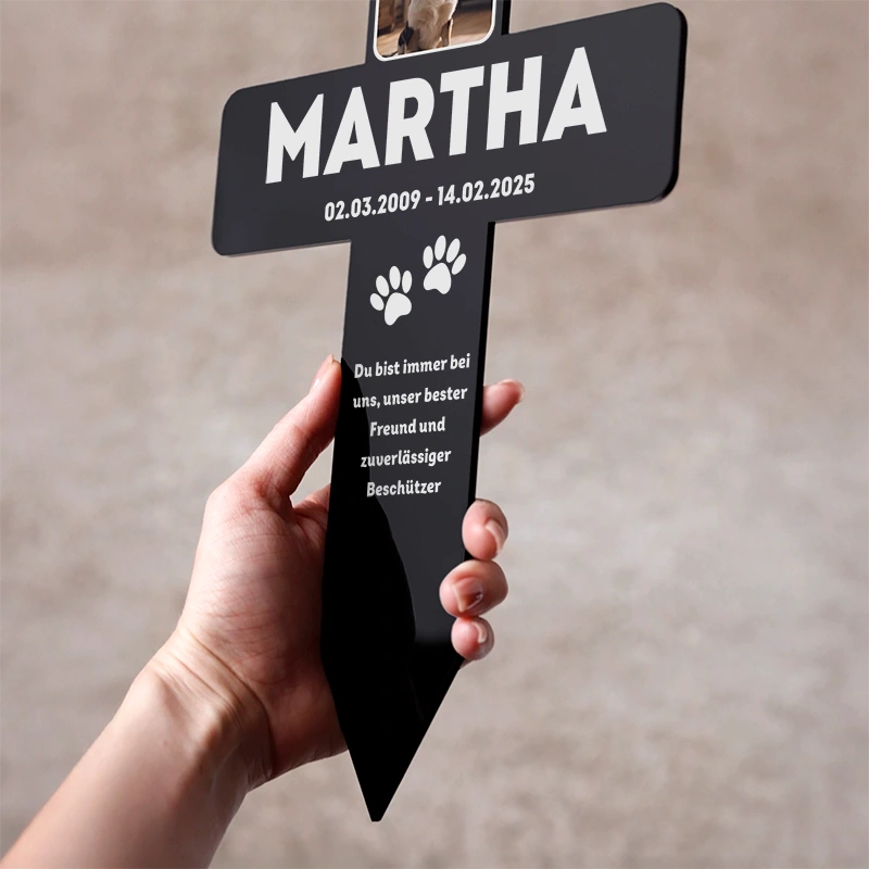 Personalisiertes Acryl-Grabkreuz mit Foto für Hund, Katze, Haustiere - Erinnerung - Image 6