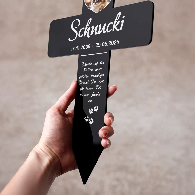 Personalisiertes Grabkreuz aus Acryl mit Foto für Hund, Katze, Haustiere - Herzen - Image 6