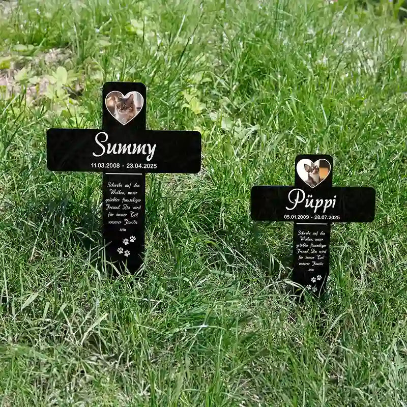 Personalisiertes Grabkreuz aus Acryl mit Foto für Hund, Katze, Haustiere - Herzen - Image 4