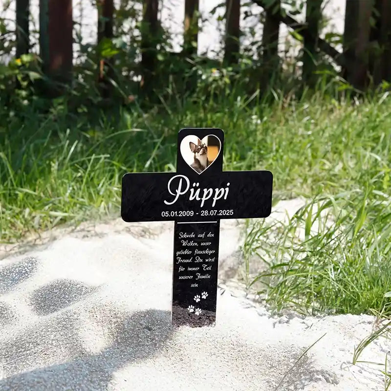 Personalisiertes Grabkreuz aus Acryl mit Foto für Hund, Katze, Haustiere - Herzen - Image 7