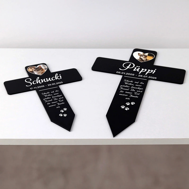 Personalisiertes Grabkreuz aus Acryl mit Foto für Hund, Katze, Haustiere - Herzen - Image 8