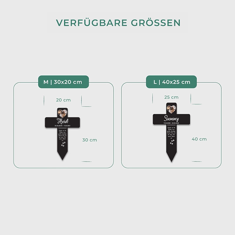 Personalisiertes Grabkreuz aus Acryl mit Foto für Hund, Katze, Haustiere - Herzen - Image 3