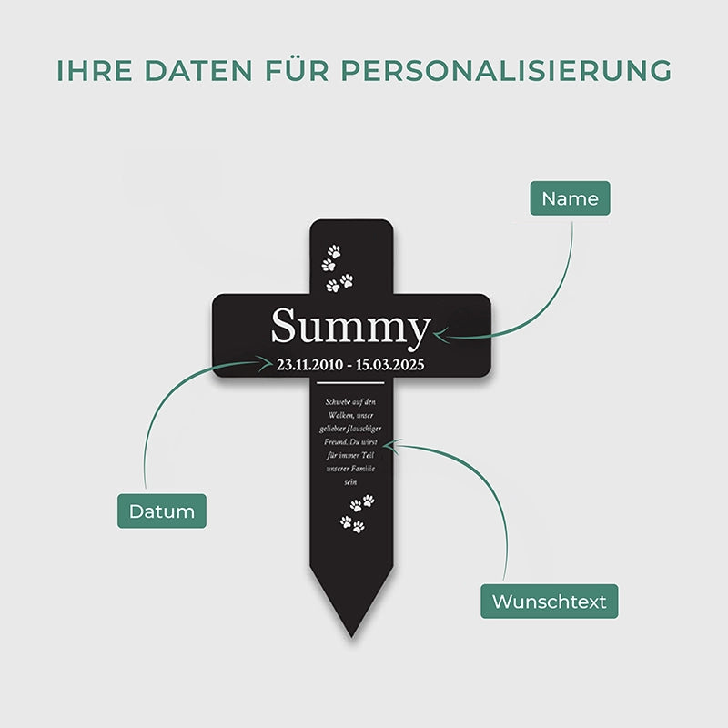 Personalisiertes Acryl-Grabkreuz mit Name für Hund, Katze, Haustiere - Pfoten - Image 5
