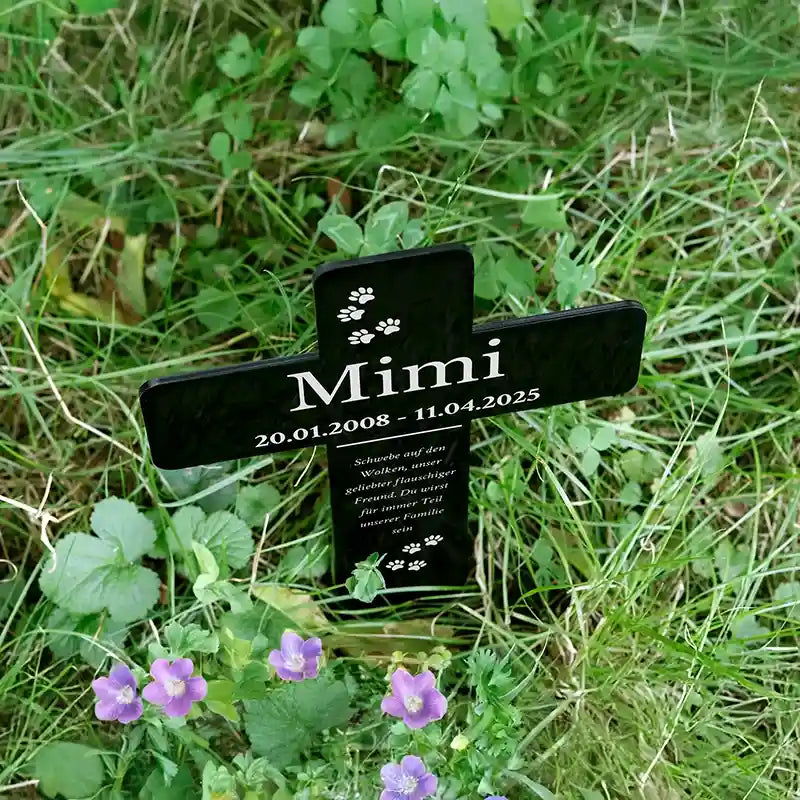 Personalisiertes Acryl-Grabkreuz mit Name für Hund, Katze, Haustiere - Pfoten - Image 9