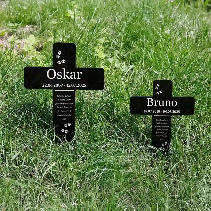 Personalisiertes Acryl-Grabkreuz mit Name für Hund, Katze, Haustiere - Pfoten - Image 4