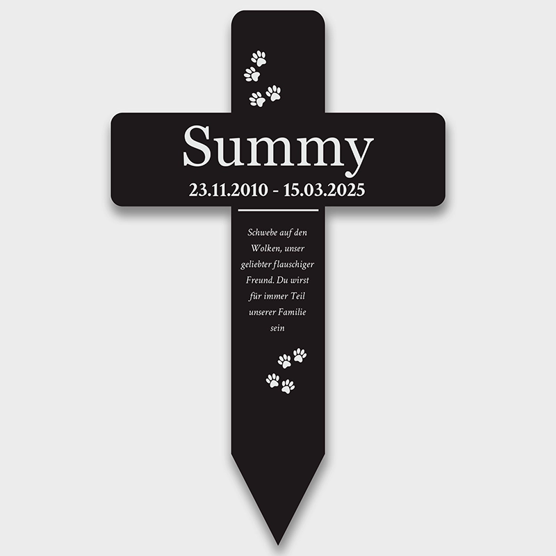 Personalisiertes Acryl-Grabkreuz mit Name für Hund, Katze, Haustiere - Pfoten - Image 10