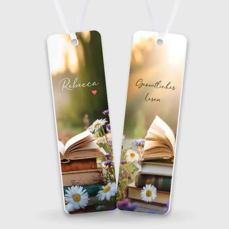 Personalisiertes Lesezeichen aus Acrylglas | Buchzeichen für Erwachsene & Kinder - Romantik - Image 1