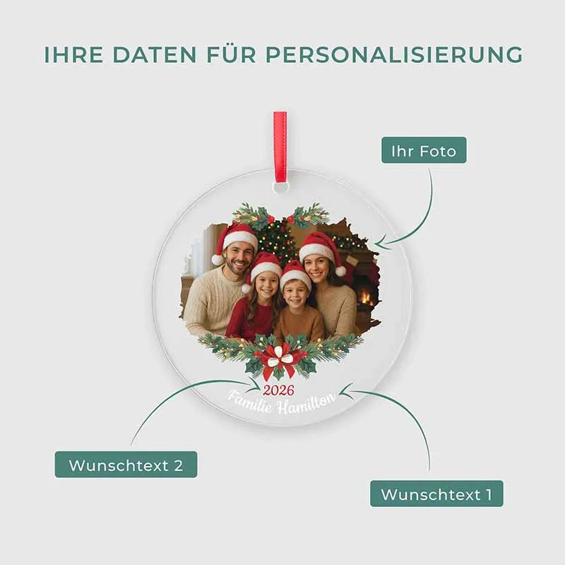 Personalisierter Weihnachtsbaumschmuck mit Foto, Widmung - Weihnachtskugel aus Acryl - Image 3