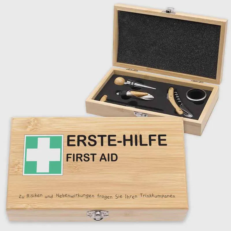 Weinöffner Set mit Geschenkbox aus Holz - Image 1