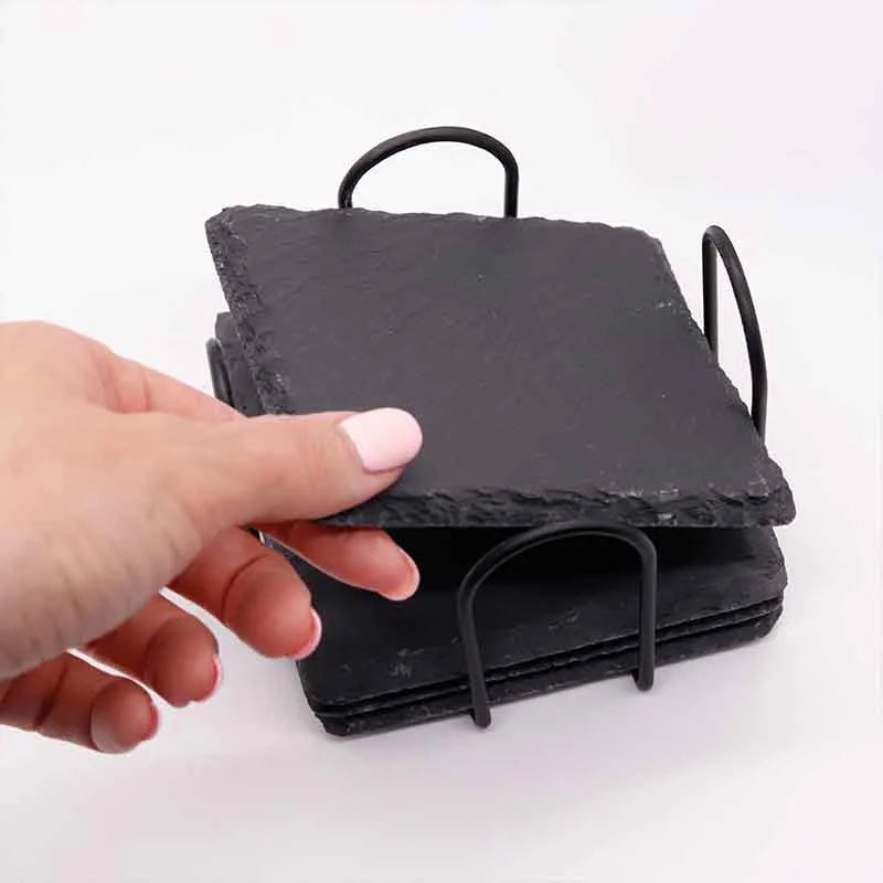 Getränkeuntersetzer aus Schiefer für Bar & Küche - 4er, 8er, 24er Set, quadratisch - Image 6