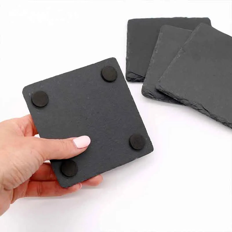 Getränkeuntersetzer aus Schiefer für Bar & Küche - 4er, 8er, 24er Set, quadratisch - Image 8