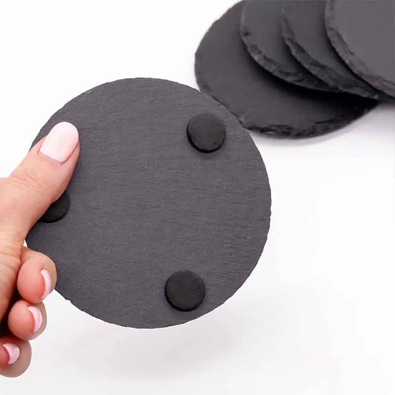 Getränkeuntersetzer aus Schiefer für Bar & Küche - 4er, 8er, 24er Set, rund - Image 8