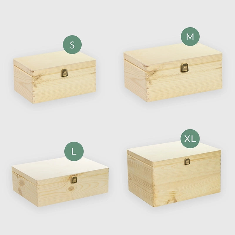 Holzkiste mit Deckel & Verschluss, Natur