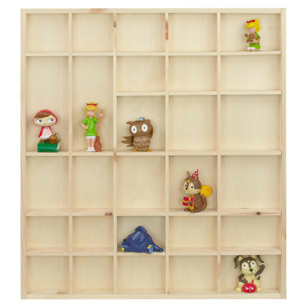 Setzkasten aus Holz Groß - Natur - Schaukasten Vitrine als Wandregal | Sammlervitrine Regalsystem Hängevitrine - Kiefer unbehandelt & unlakiert, FSC®.