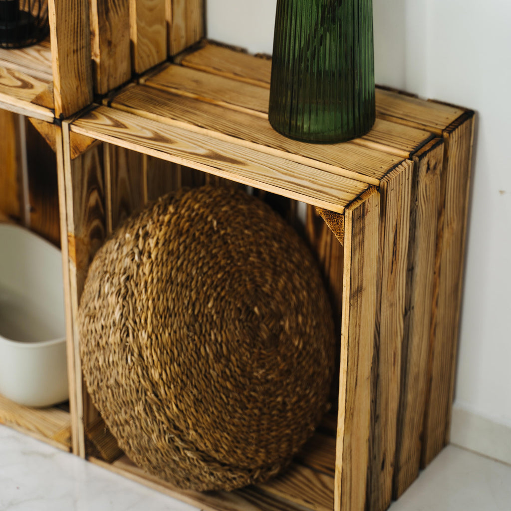 Holzkisten braun - Weinkisten Geflammt - 3er Set Obstkiste Vintage | Deko Kisten aus Holz - Holzkiste Weinkiste klein & groß - Größen M | L | XL.