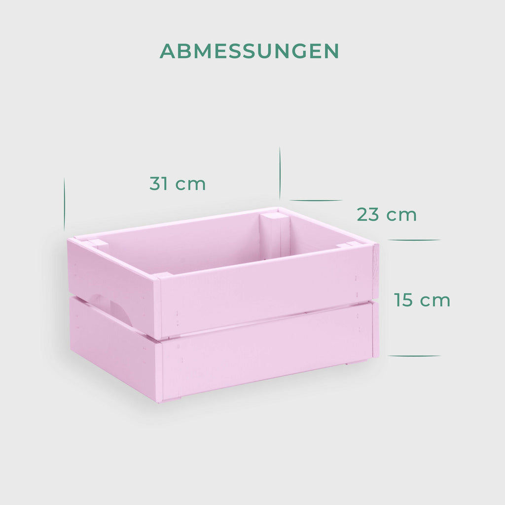 Holzkiste zur Aufbewahrung & Dekoration - Rosa - Stapelbar.
