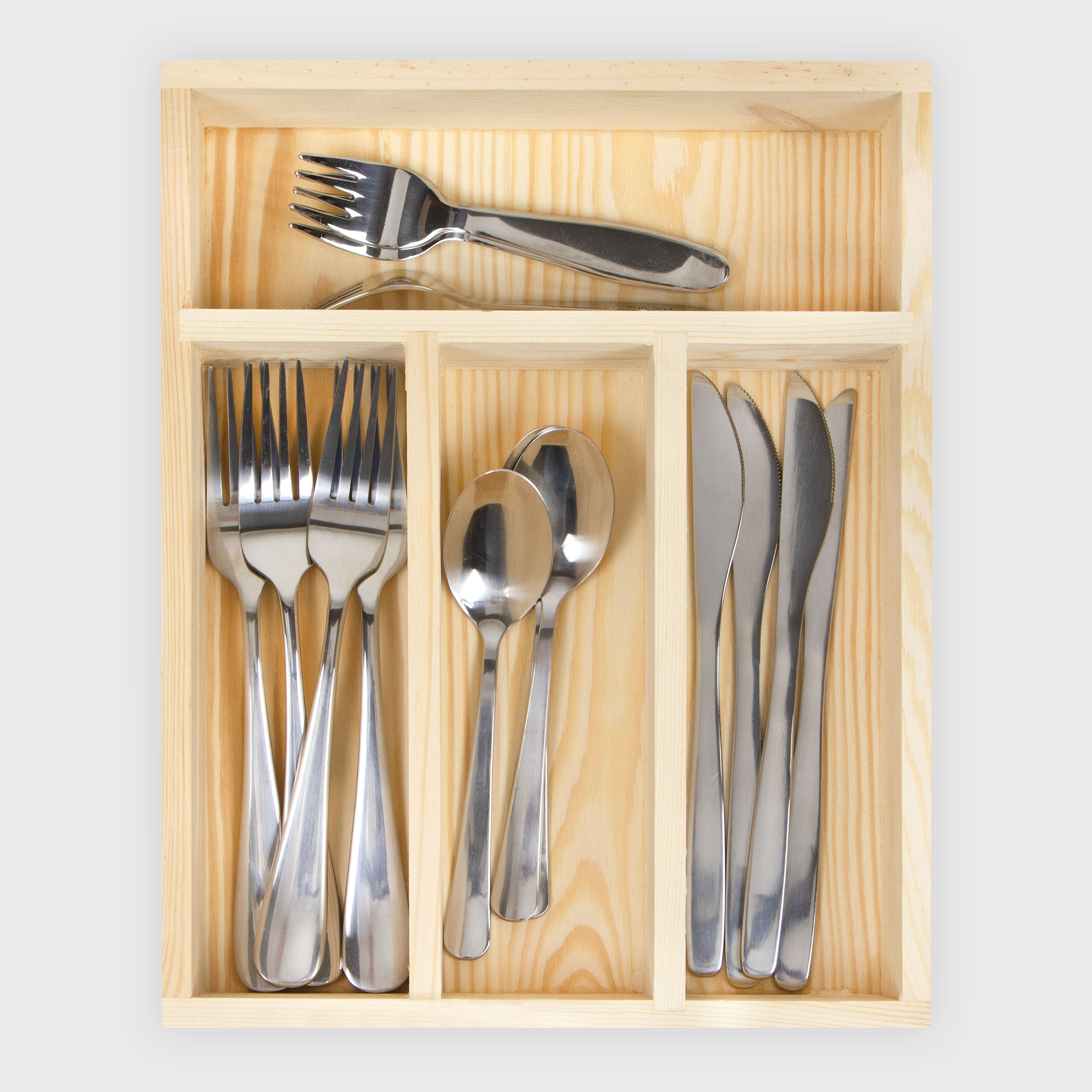 besteckkasten aufbewahrung Besteckkasten aus Holz (4 Fächer)