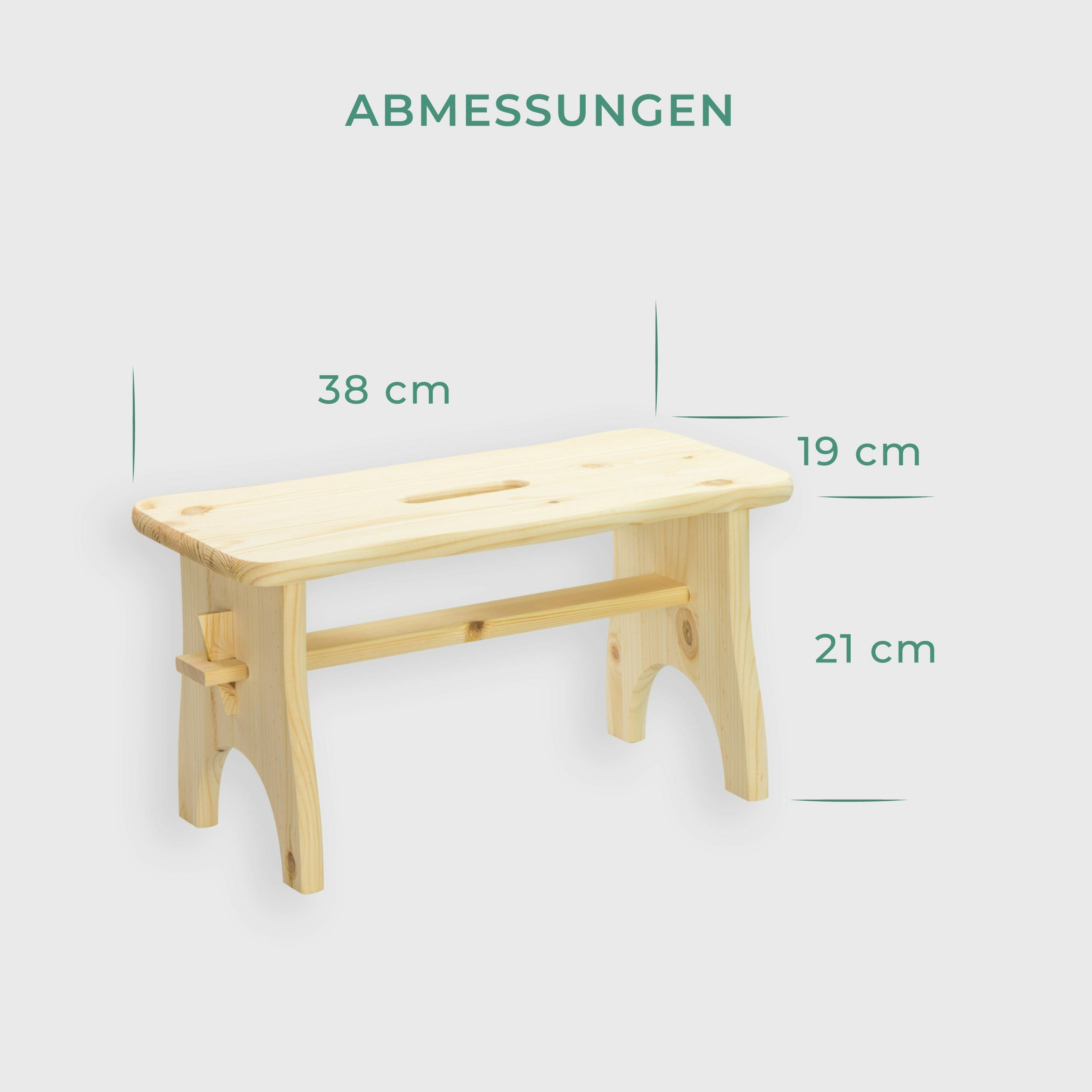 Fußbank aus Holz mit Tragegriff, Natur