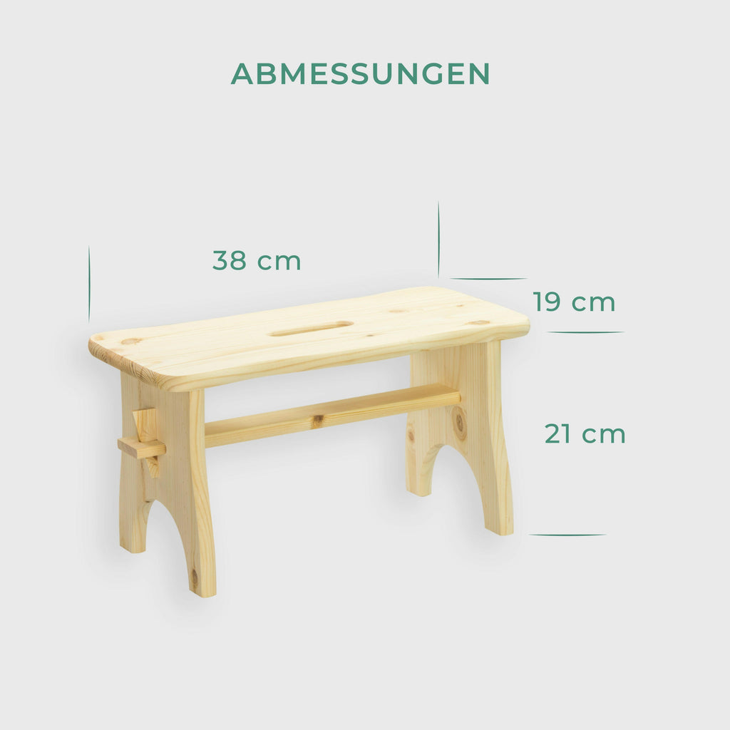 Fußbank aus Holz - mit Tragegriff - Natur.