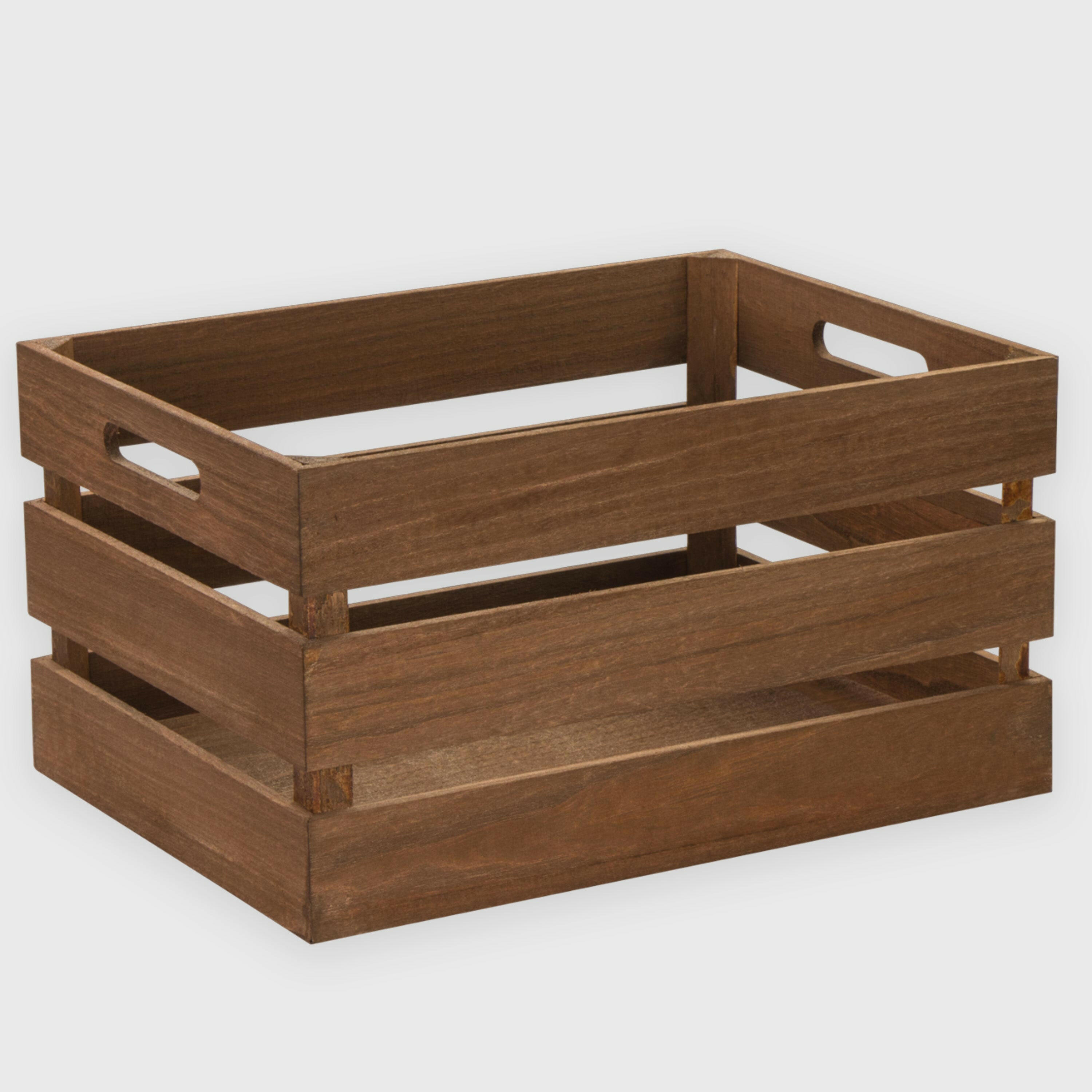Holzkiste mit Griffen, Braun