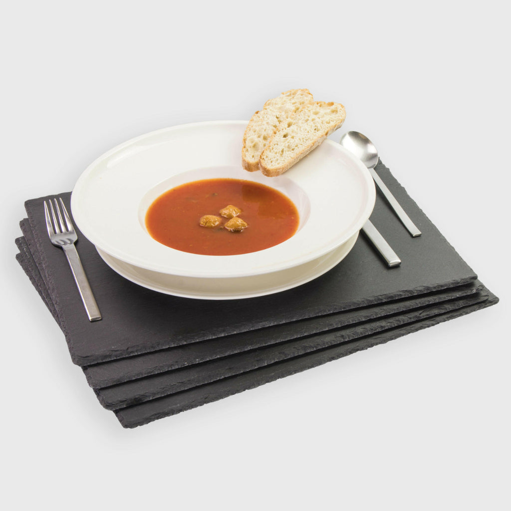 4 x Schieferplatte Servierplatte 30x40 cm - Käseplatte Cheese Board | Anrichte Platte aus Schiefer fürs Buffet, Sushi & Käse - Anrichten & Deko Set.