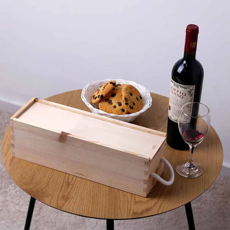 offene weinflasche aufbewahren Weinkiste für 1 Weinflasche (mit Deckel & Seilgriff)