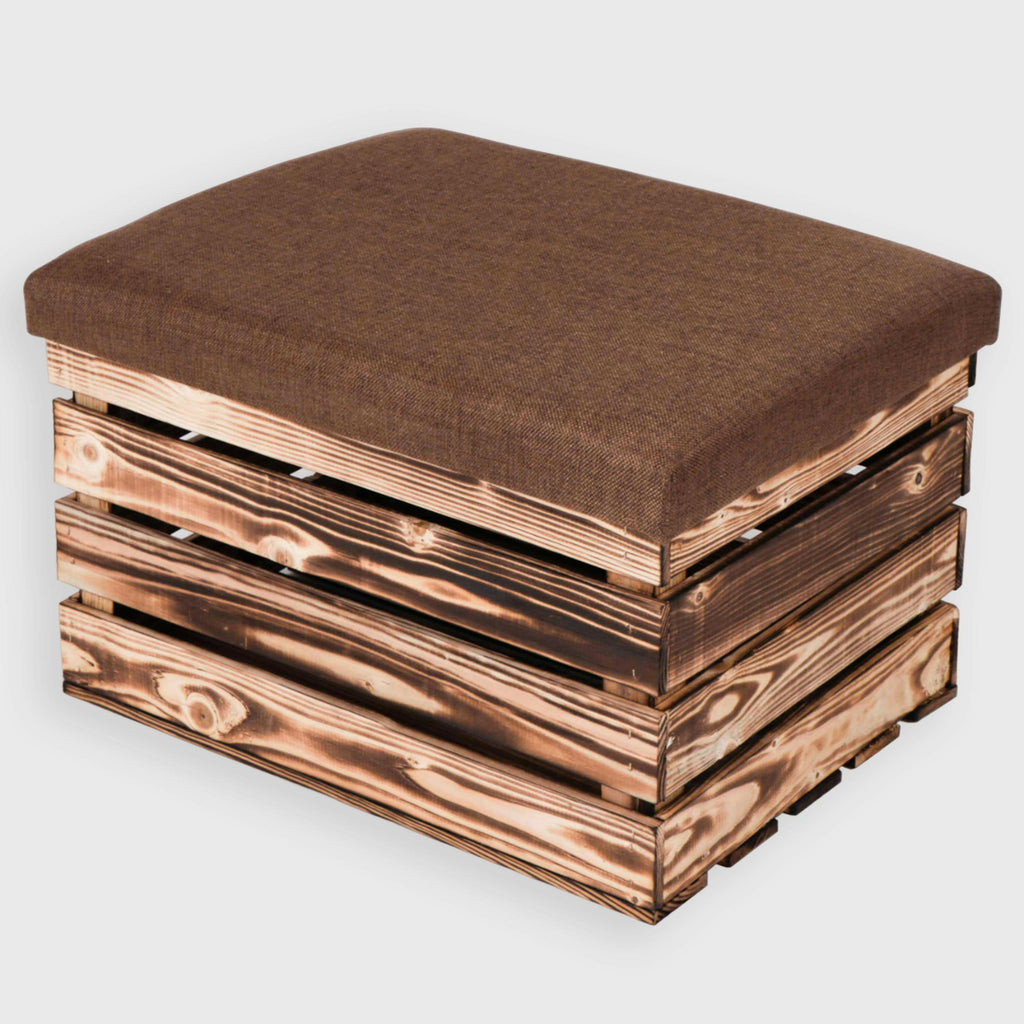 Sitzhocker mit Stauraum - ca. 50x40x30cm, Geflammt - Hocker aus Holz | Sitzbank & Aufbewahrungshocker mit Deckel - Sitzpouf & Fußhocker.