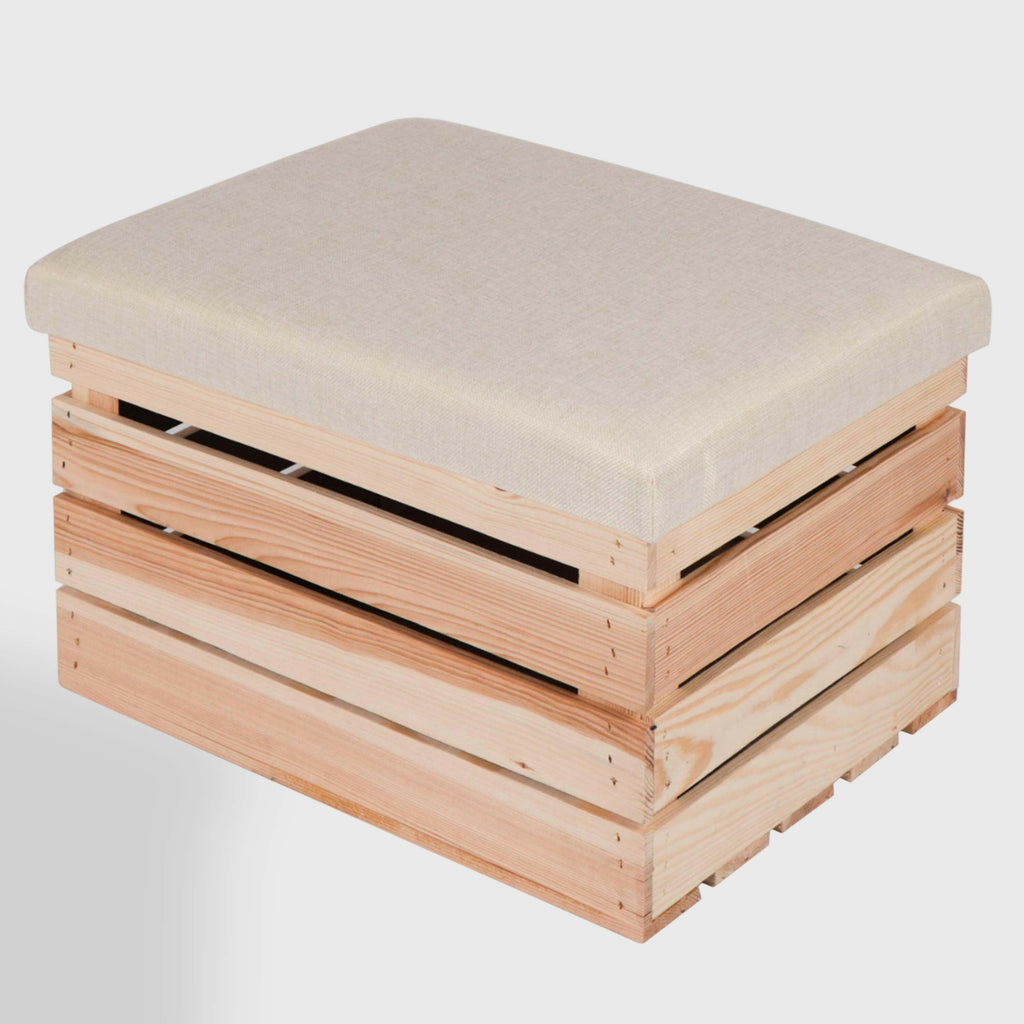 Sitzhocker mit Stauraum - ca. 50x40x30cm, Natur - Hocker aus Holz | Sitzbank & Aufbewahrungshocker mit Deckel - Sitzpouf & Fußhocker.
