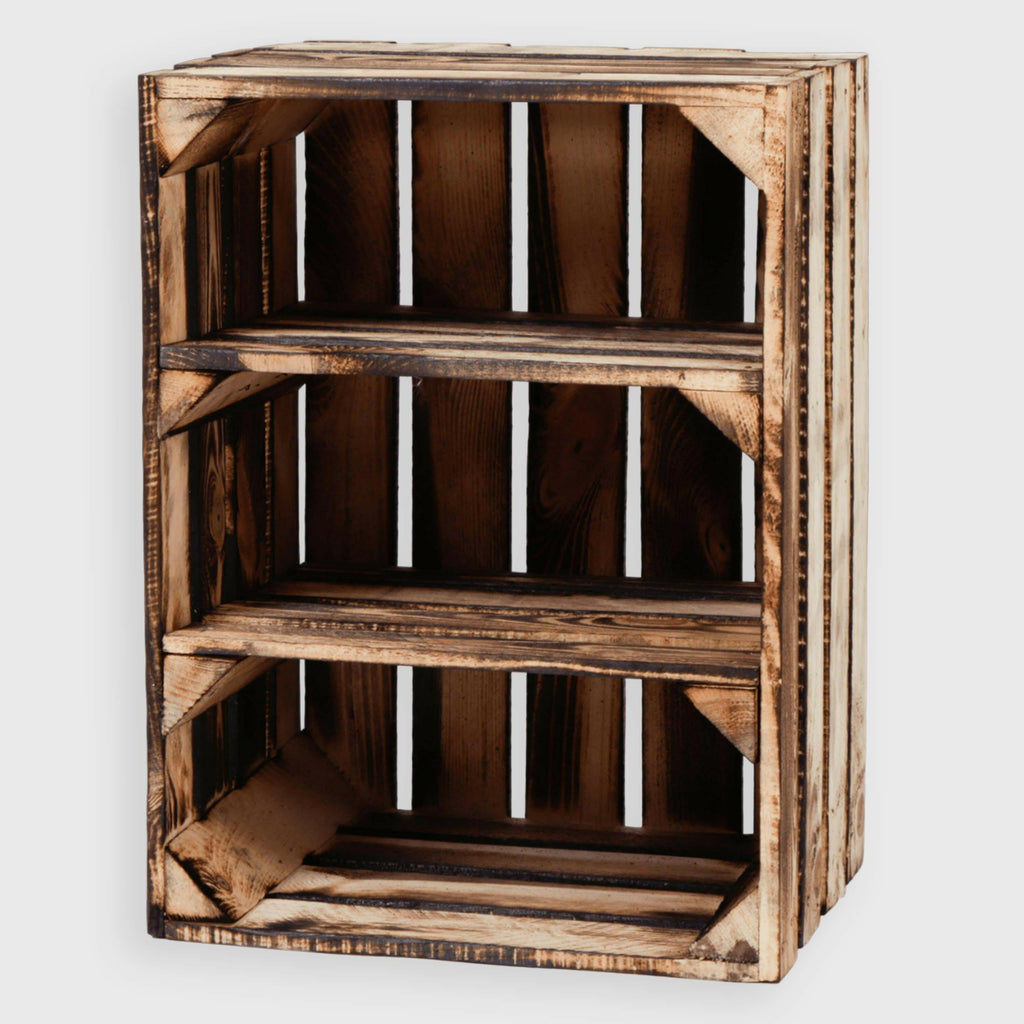 Vintage Weinkiste - 2 Regalböden Quer - Geflammt - Größe Wählbar.