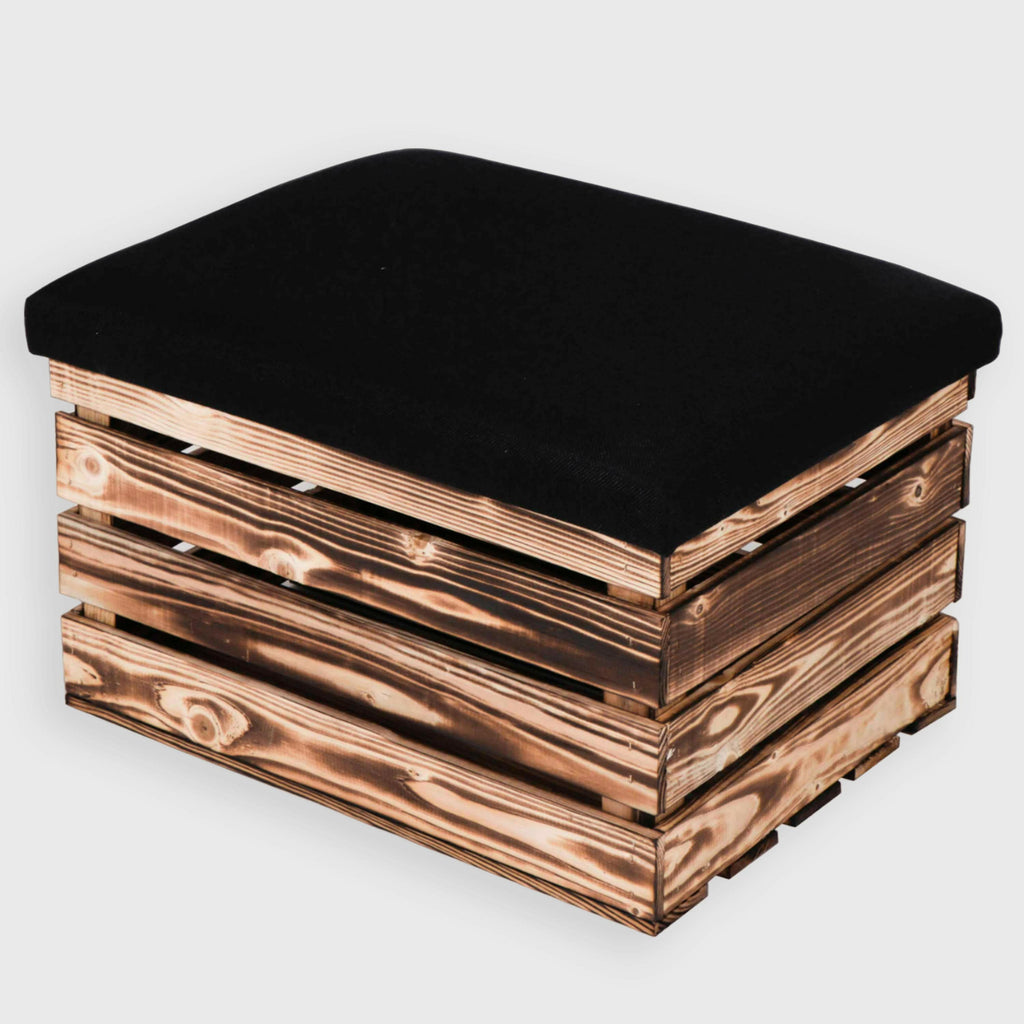 Sitzhocker mit Stauraum - ca. 50x40x30cm, Geflammt - Hocker aus Holz | Sitzbank & Aufbewahrungshocker mit Deckel - Sitzpouf & Fußhocker.