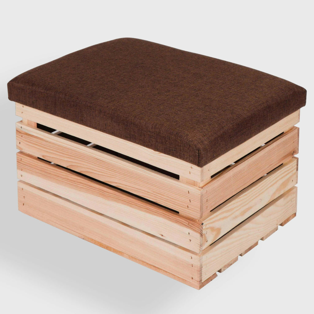 Sitzhocker mit Stauraum - ca. 50x40x30cm, Natur - Hocker aus Holz | Sitzbank & Aufbewahrungshocker mit Deckel - Sitzpouf & Fußhocker.