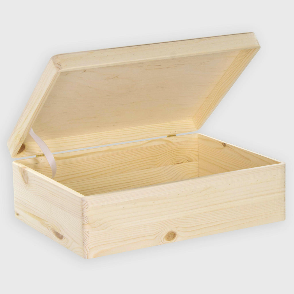 Erinnerungsbox mit Deckel - Holzkiste mit Deckel | Aufbewahrungsbox aus Holz - Kiste & Holzbox groß & klein, S | M | L | XL - Schöne Box, Natur, FSC®️.