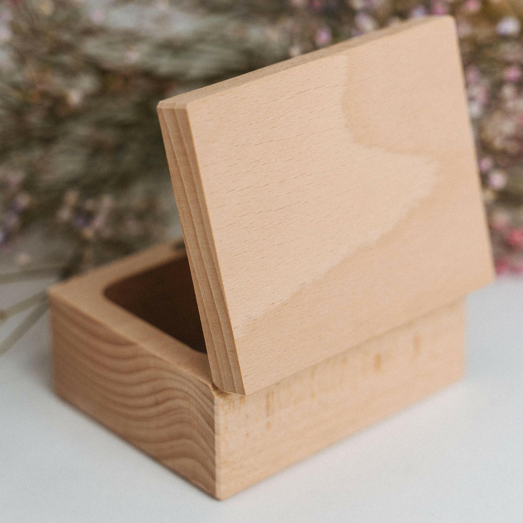 Schmuckkästchen mit Deckel aus Holz - Klein, ca. 10x8x5 cm, Natur | Holzschachtel Schatulle Schmuckkästchen - Geschenkbox Holzkiste für DIY Geschenk.
